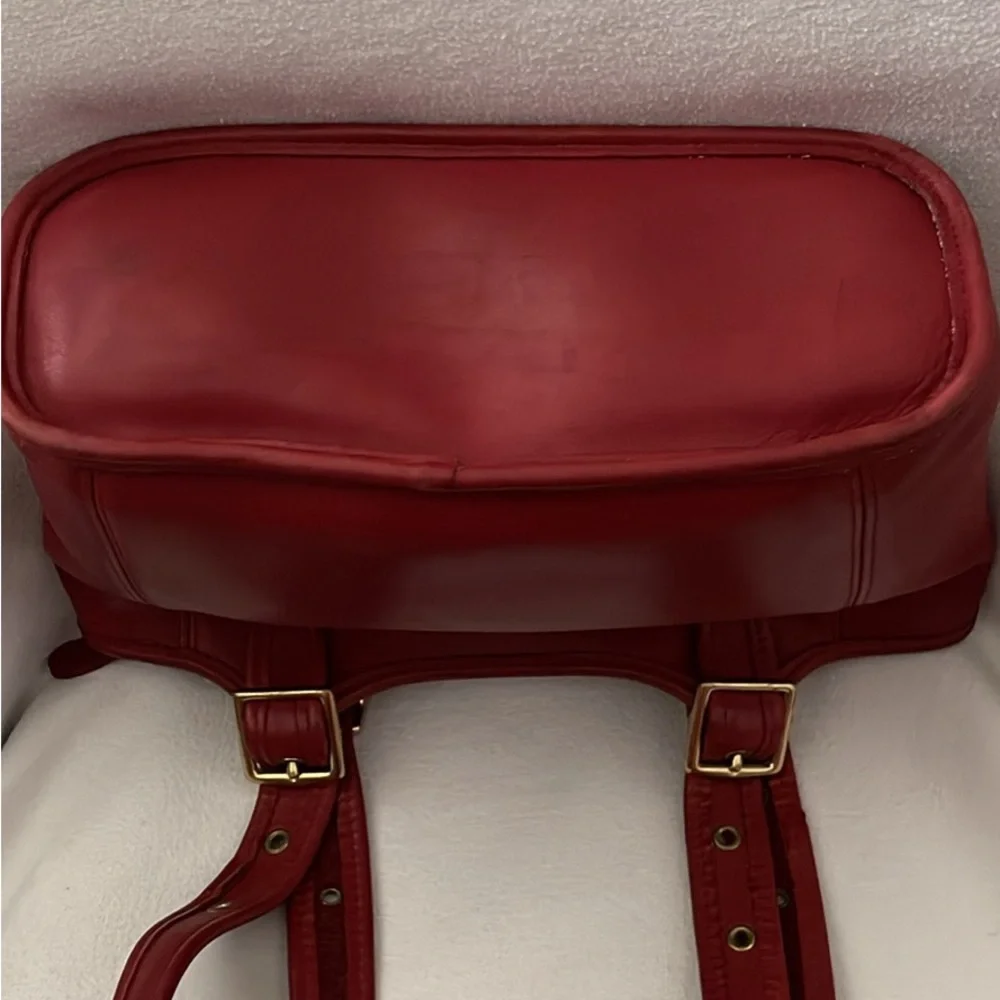 Vintage Coach Red Leather Tote #9086 - Picture 3 of 8